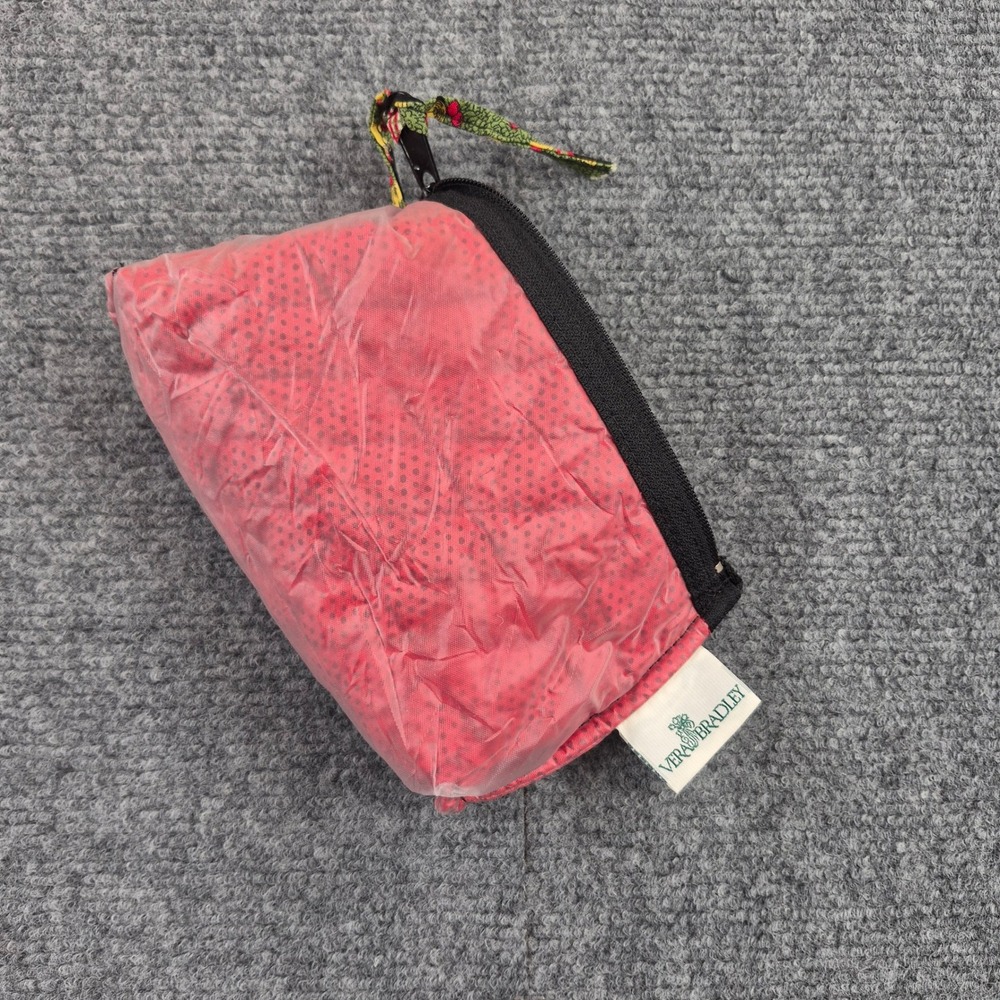 Vera Bradley Holiday Bells Quilted Cotton Cosmetic Pouch Black Red Green Small - Picture 7 of 8